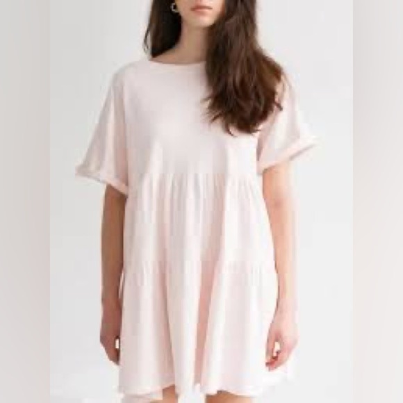 Brunette The Label Dresses & Skirts - Brunette the Label Cotton Poplin Tier Dress Small Medium Pink New without tags